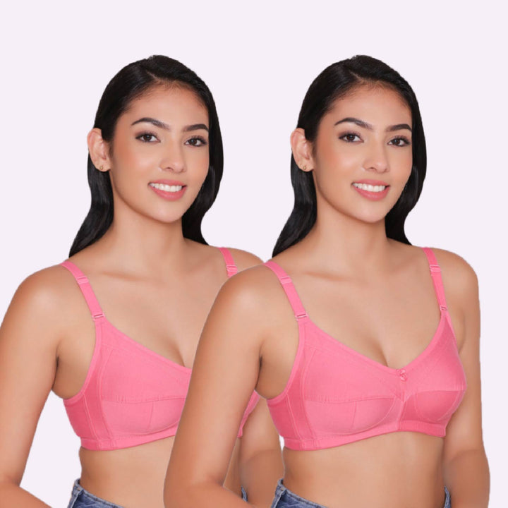 Women's Non Padded Non Wired Full Coverage Bra with No Spillage (Pack of 2)-ELSA