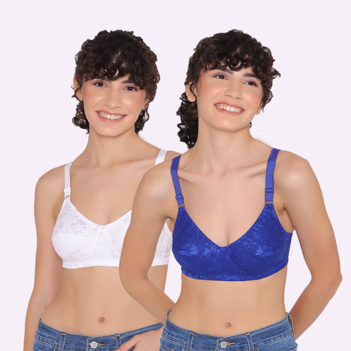Women's Non Padded Full Coverage Full Net Bra (Pack of 2)-Erin