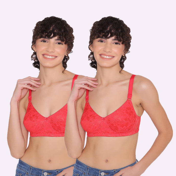 Women's Non Padded Full Coverage Full Net Bra (Pack of 2)-Erin