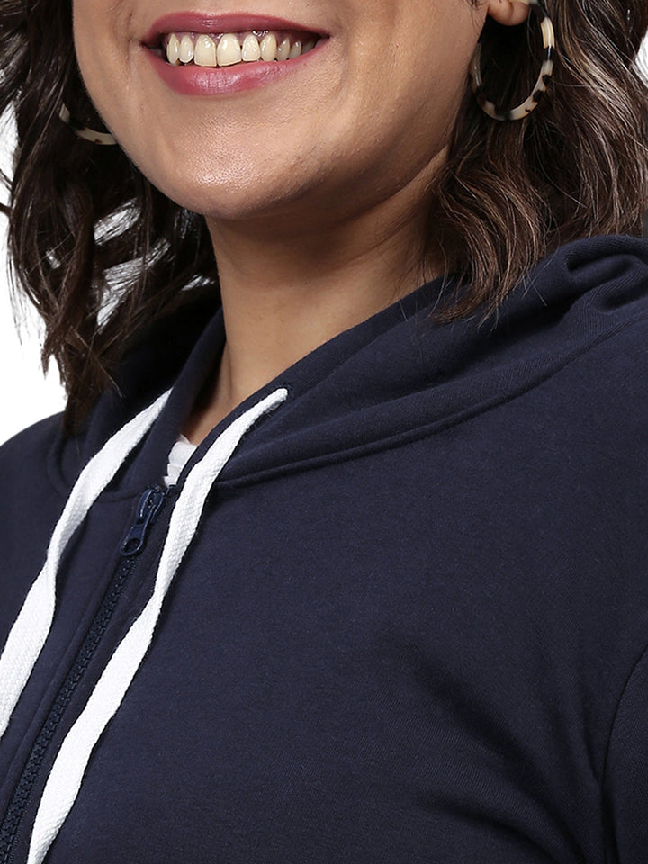 Solid Casual Hooded Sweatshirt