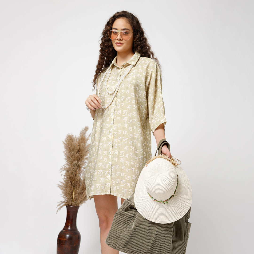 Hindi Print Kaftan Top