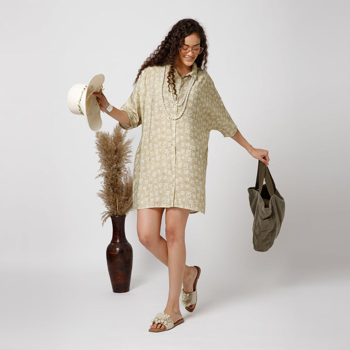 Hindi Print Kaftan Top