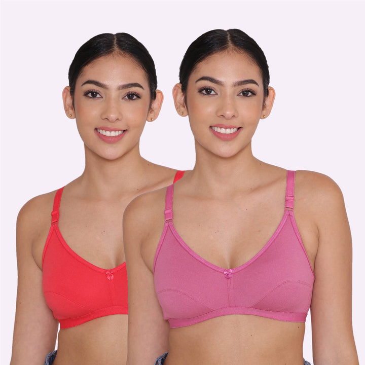Women's Non Padded Non-Wired Regular Bra-Paris Combo of 2