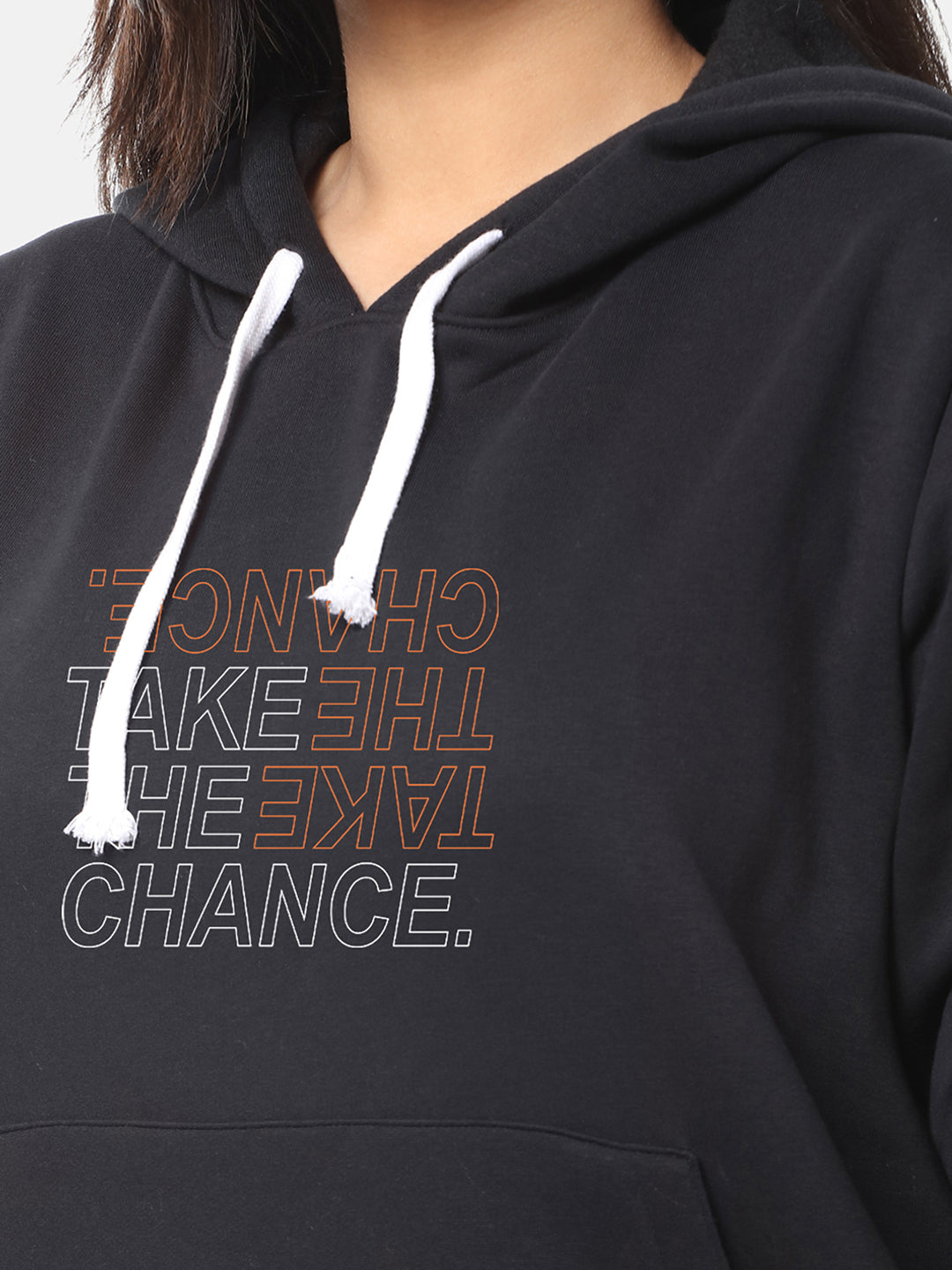 Casual Black Hoodie With Print