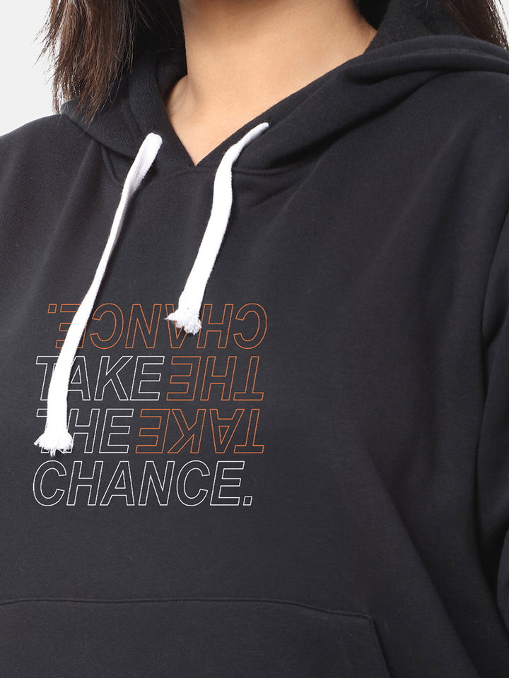 Casual Black Hoodie With Print