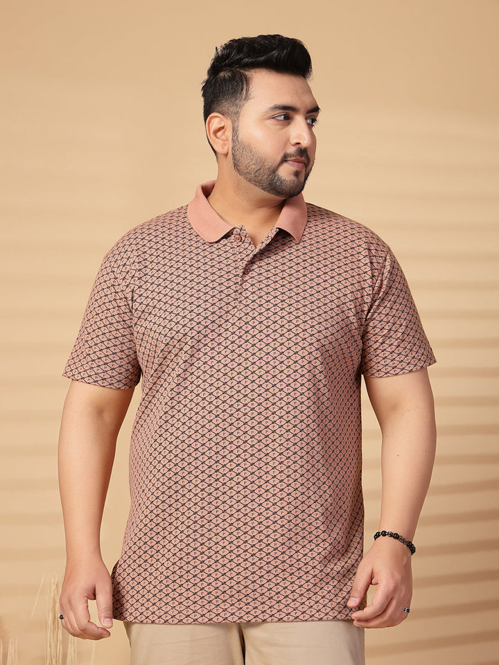 Plus Size Men Printed Polo Collar T-shirt