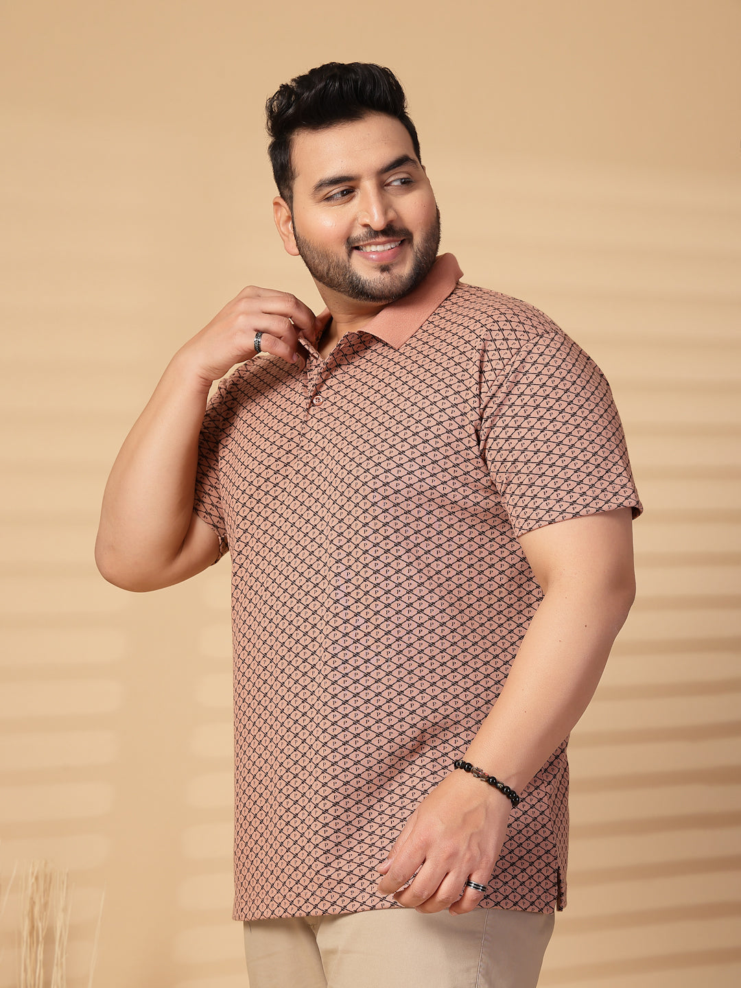 Plus Size Men Printed Polo Collar T-shirt