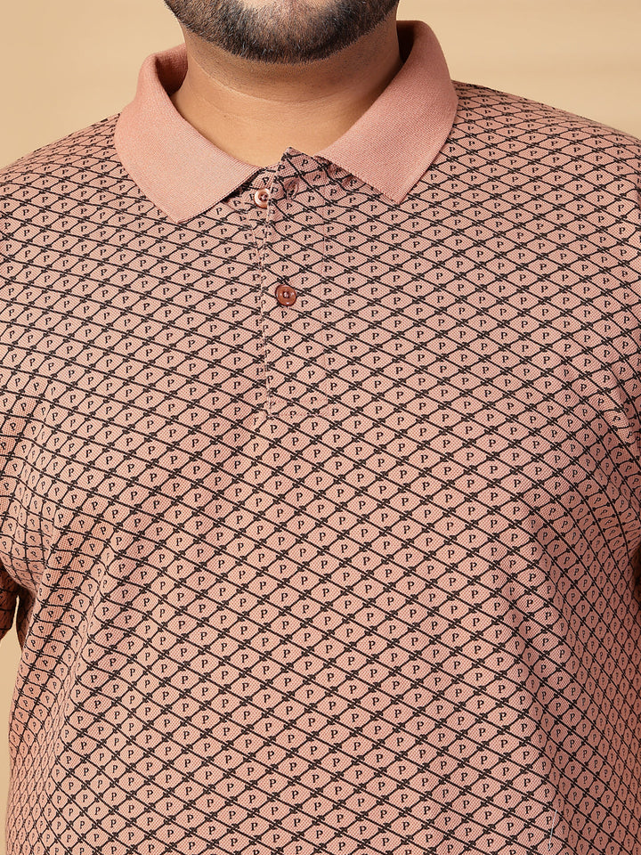Plus Size Men Printed Polo Collar T-shirt