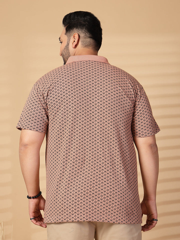 Plus Size Men Printed Polo Collar T-shirt