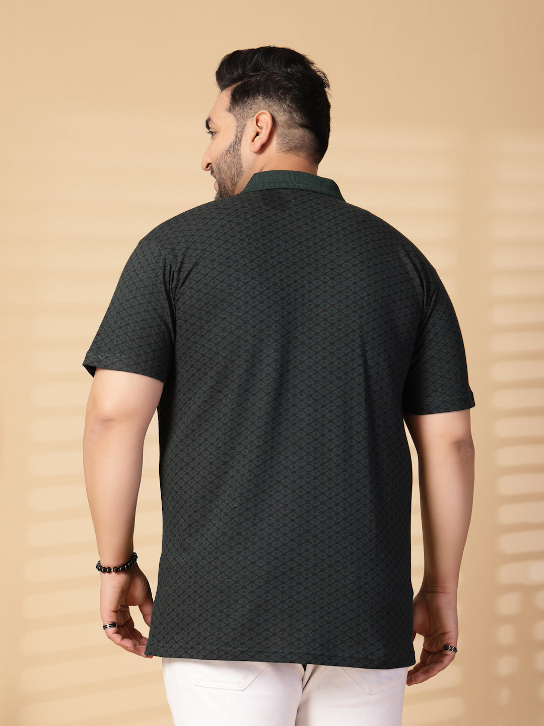 Plus Size Men Printed Polo Collar T-shirt