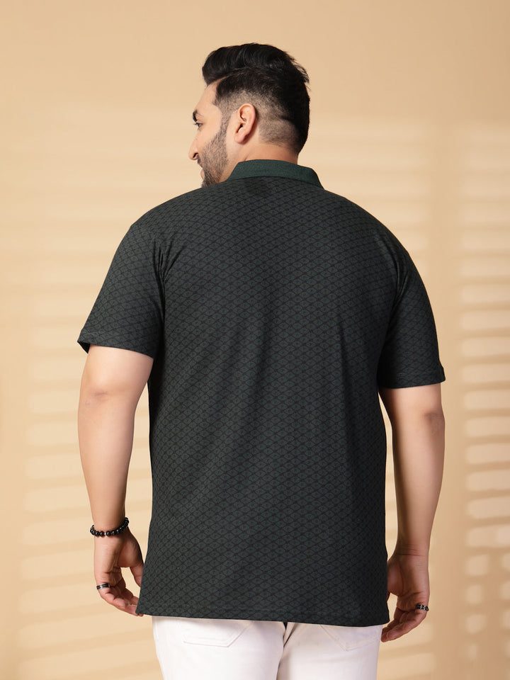 Plus Size Men Printed Polo Collar T-shirt