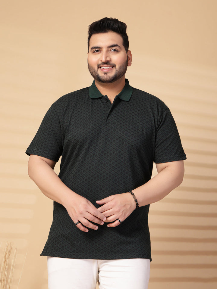 Plus Size Men Printed Polo Collar T-shirt