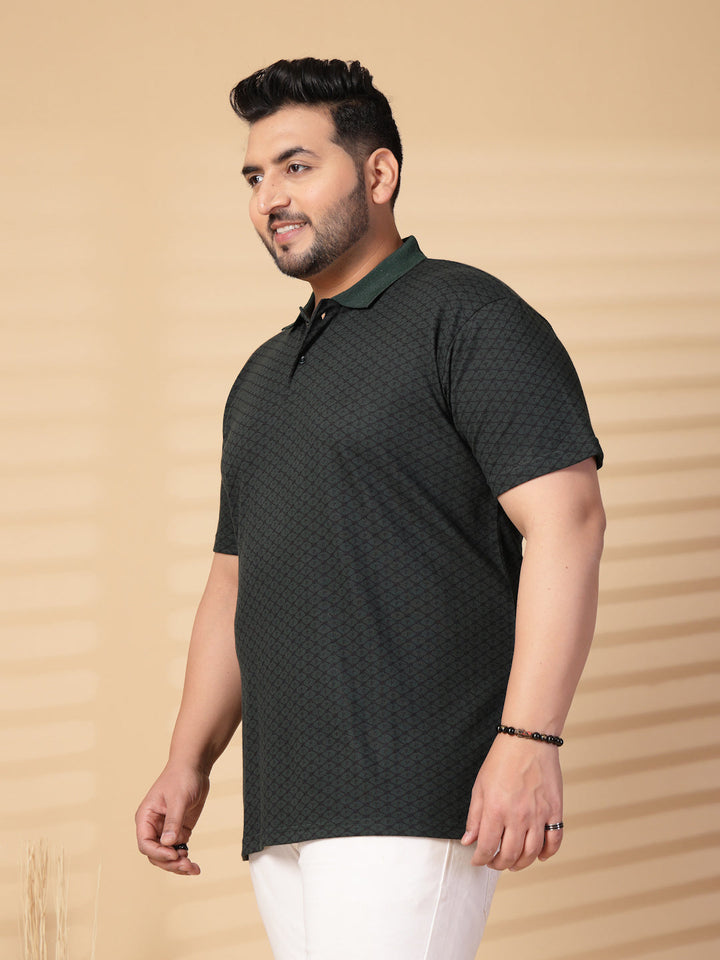 Plus Size Men Printed Polo Collar T-shirt