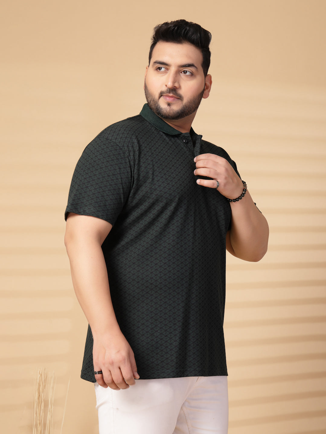Plus Size Men Printed Polo Collar T-shirt
