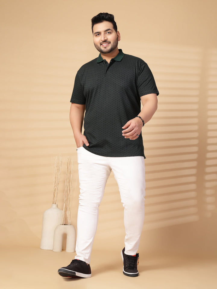 Plus Size Men Printed Polo Collar T-shirt