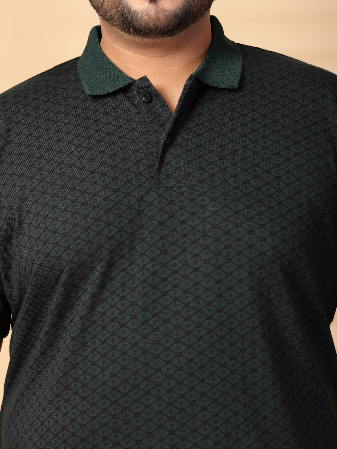Plus Size Men Printed Polo Collar T-shirt