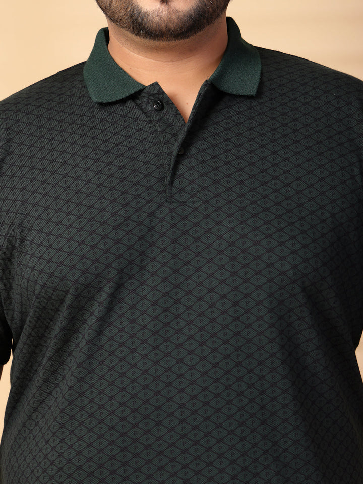Plus Size Men Printed Polo Collar T-shirt