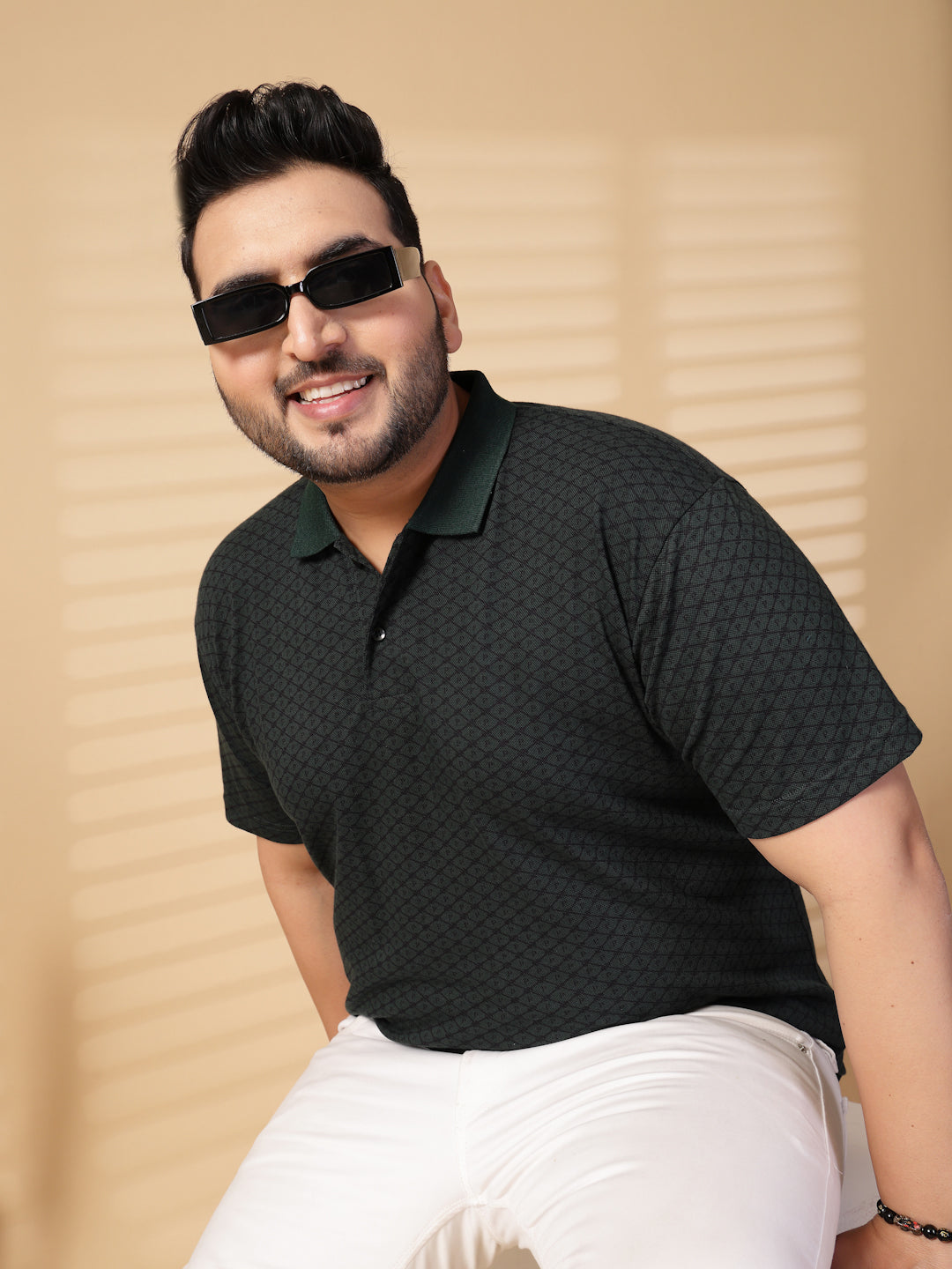 Plus Size Men Printed Polo Collar T-shirt