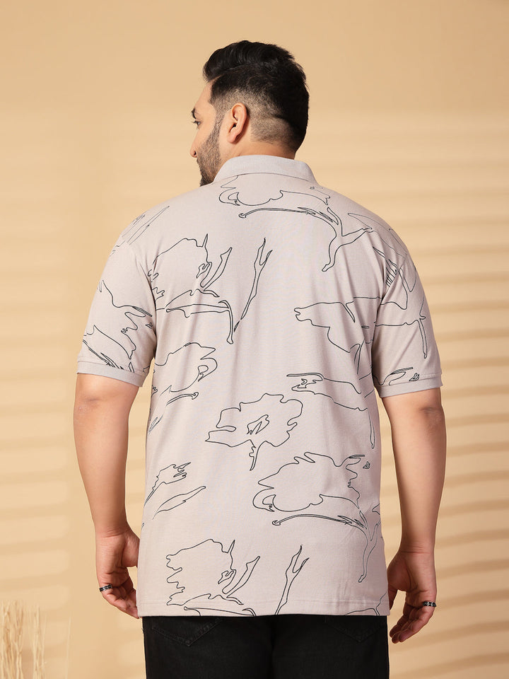 Plus Size Men Printed Polo Collar T-shirt