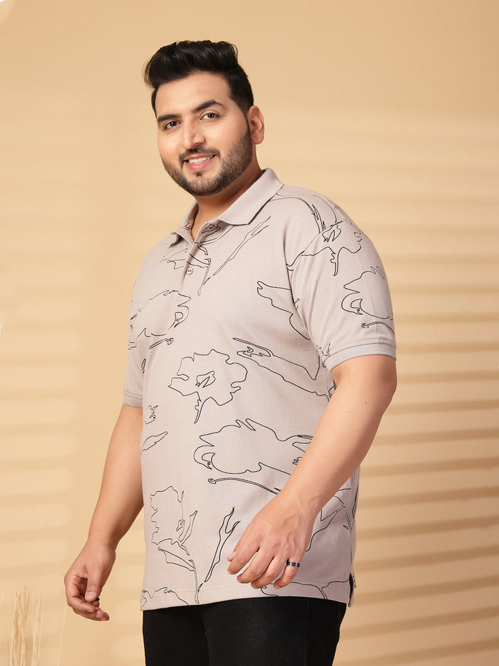 Plus Size Men Printed Polo Collar T-shirt