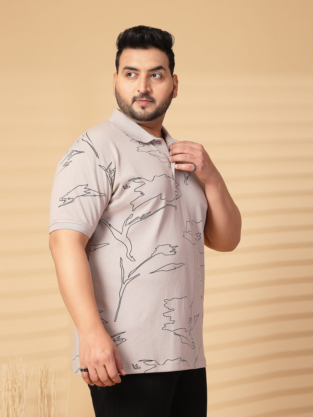 Plus Size Men Printed Polo Collar T-shirt