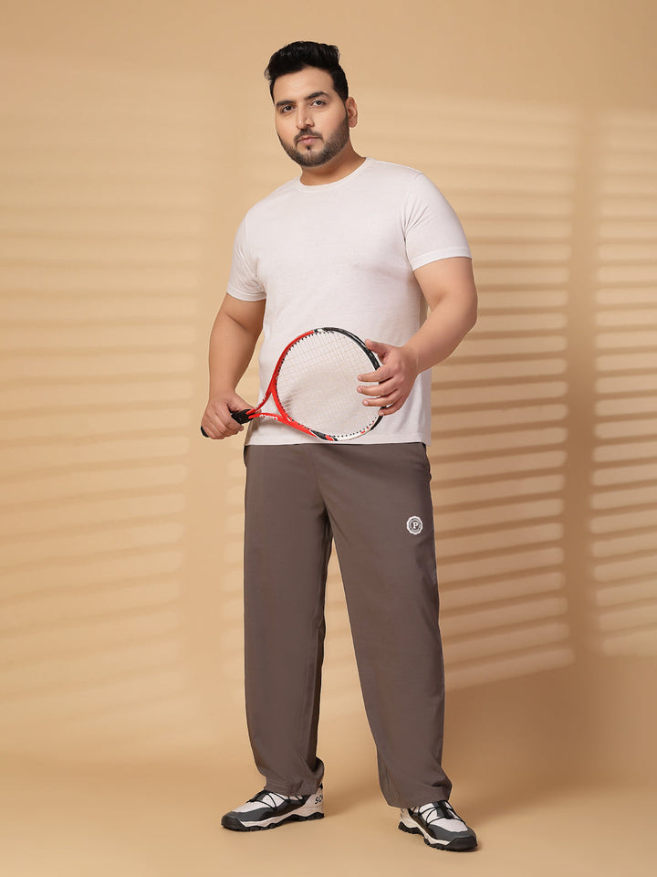 Plus Size Men Brown Mid Rise Stretchable Track Pants