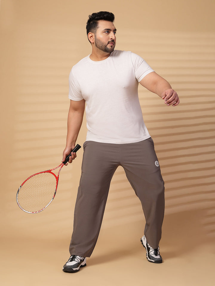 Plus Size Men Brown Mid Rise Stretchable Track Pants