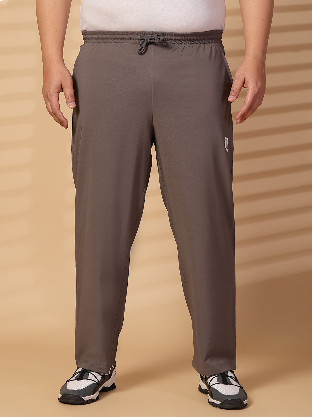 Plus Size Men Brown Mid Rise Stretchable Track Pants