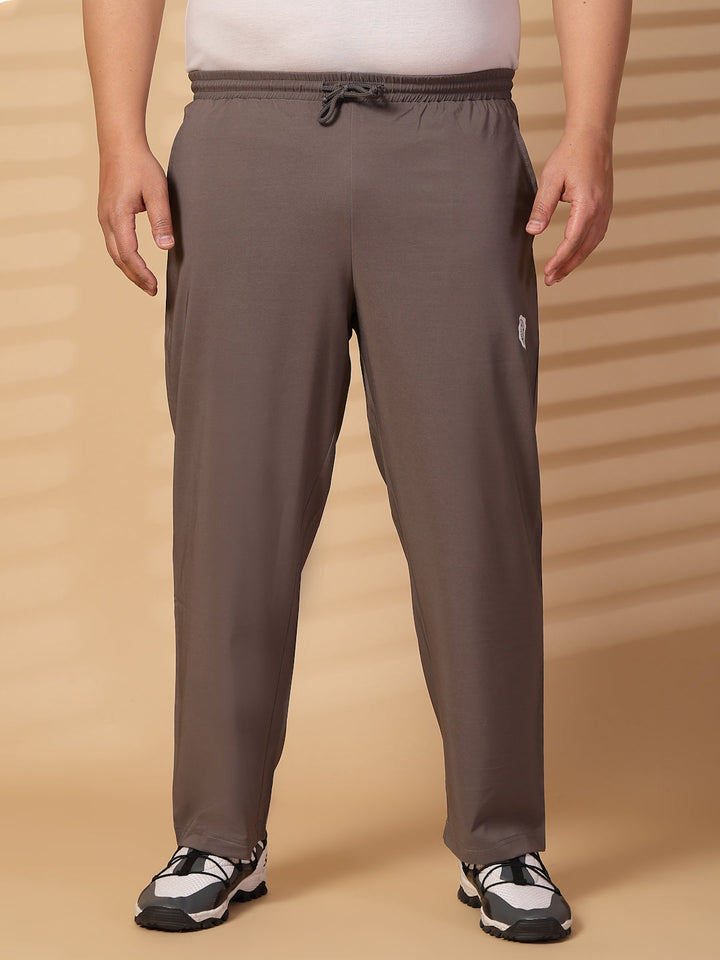 Plus Size Men Brown Mid Rise Stretchable Track Pants