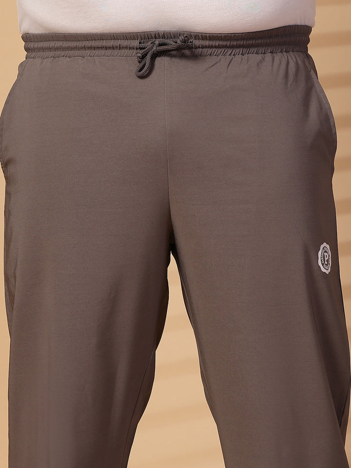 Plus Size Men Brown Mid Rise Stretchable Track Pants