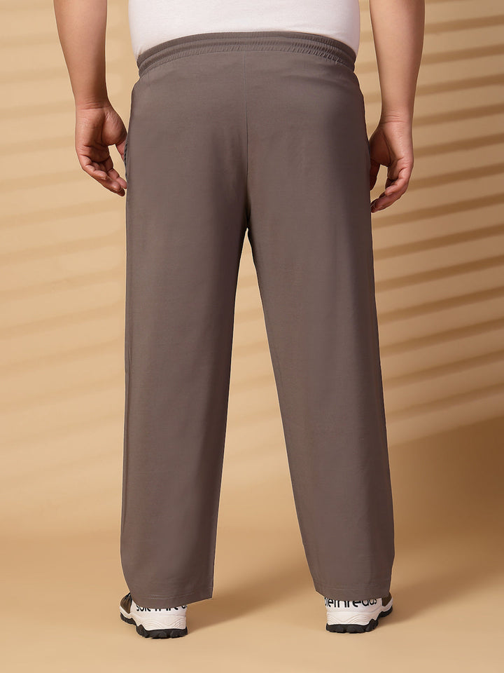 Plus Size Men Brown Mid Rise Stretchable Track Pants