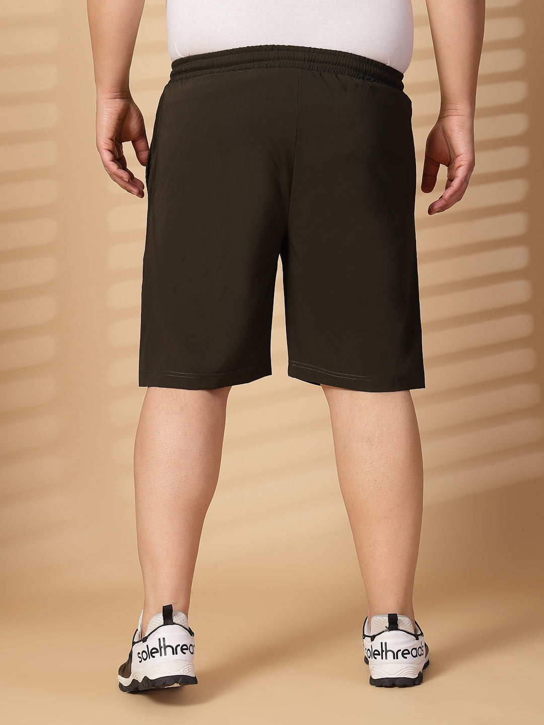 Plus Size Men Olive Green Mid-Rise Stretchable Shorts