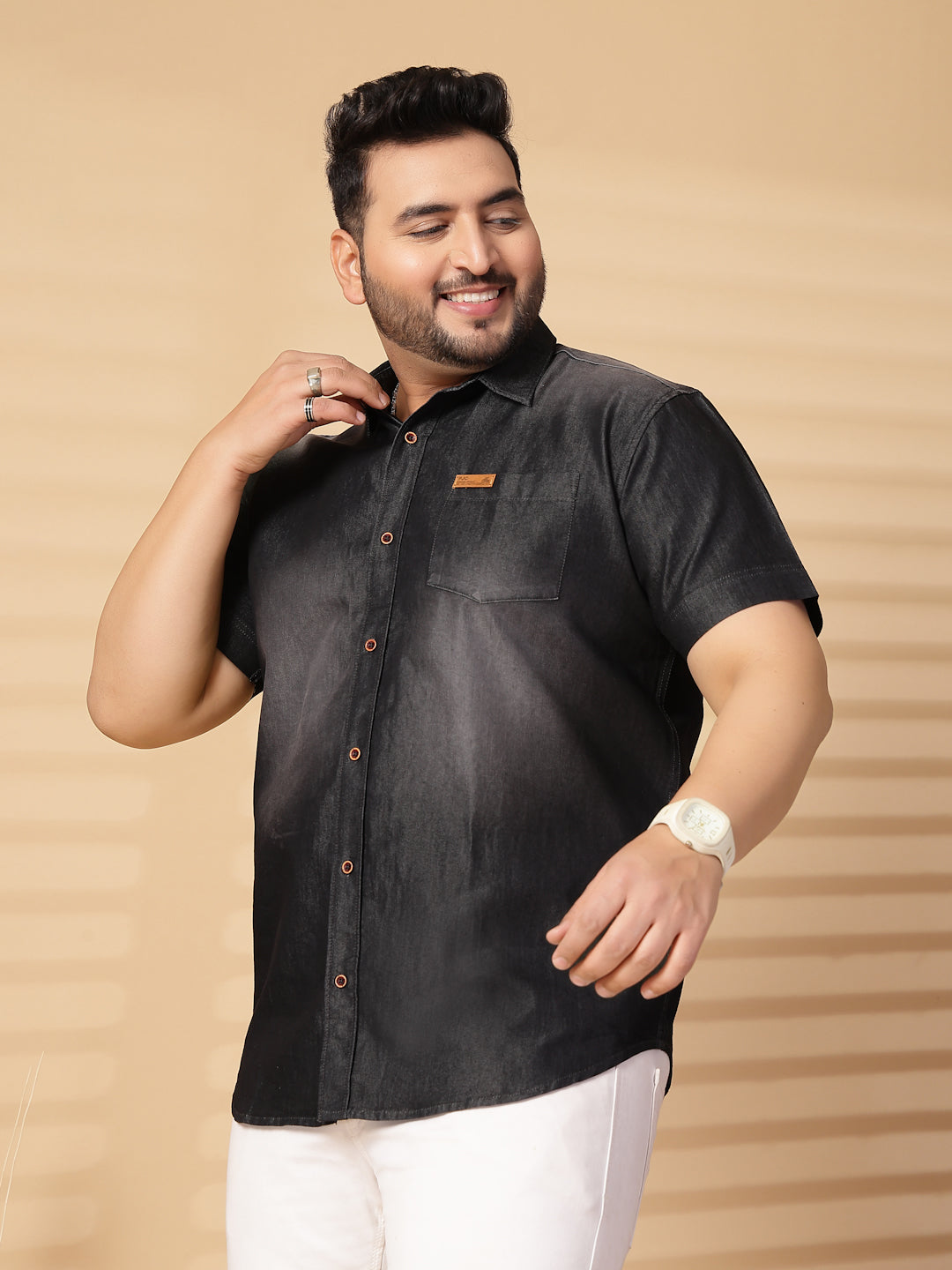 Plus Size Men Opaque Casual Shirt