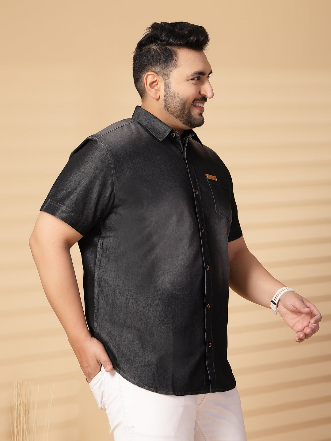 Plus Size Men Opaque Casual Shirt