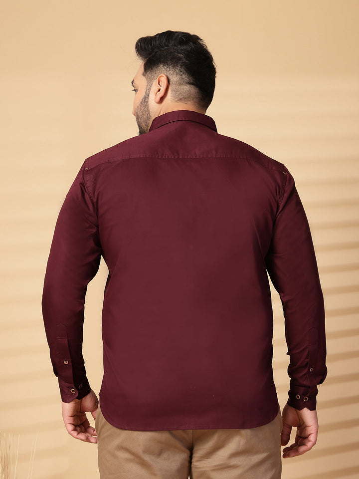 Plus Size Men  Oversized Fit Spread Collar Solid Cotton Casual Shirt