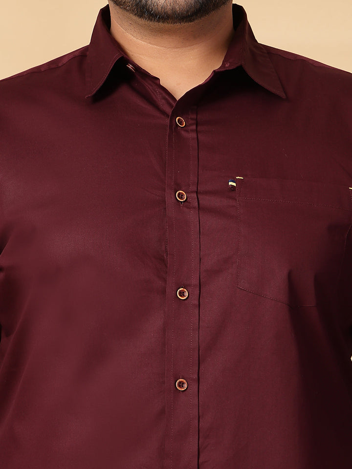 Plus Size Men  Oversized Fit Spread Collar Solid Cotton Casual Shirt