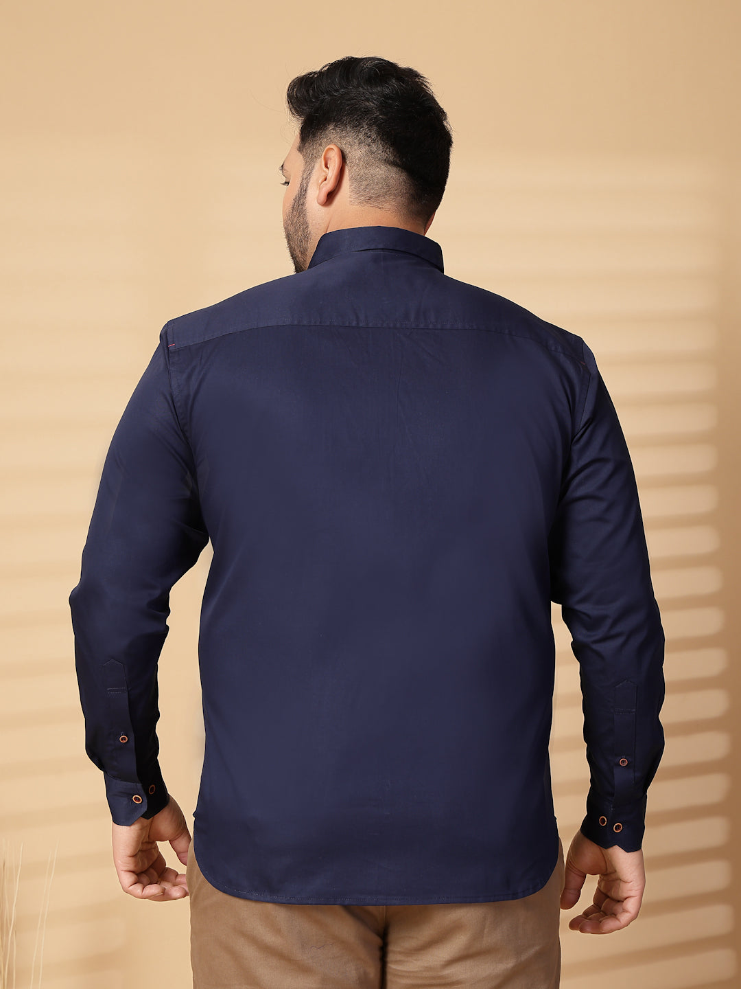 Plus Size Men  Oversized Fit Spread Collar Solid Cotton Casual Shirt
