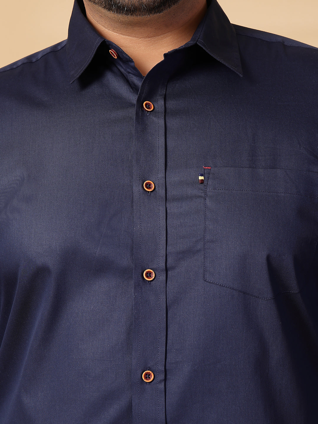 Plus Size Men  Oversized Fit Spread Collar Solid Cotton Casual Shirt