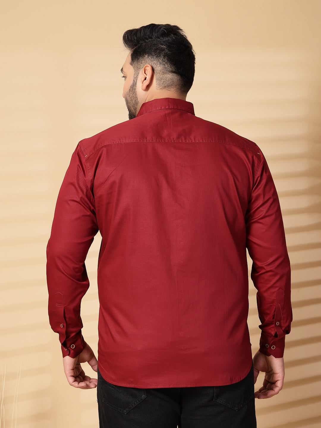 Plus Size Men  Oversized Fit Spread Collar Solid Cotton Casual Shirt
