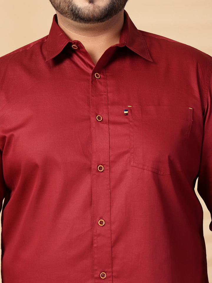 Plus Size Men  Oversized Fit Spread Collar Solid Cotton Casual Shirt