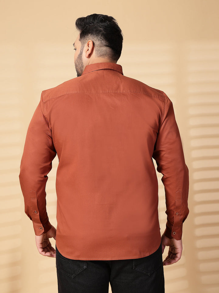Plus Size Men  Oversized Fit Spread Collar Solid Cotton Casual Shirt