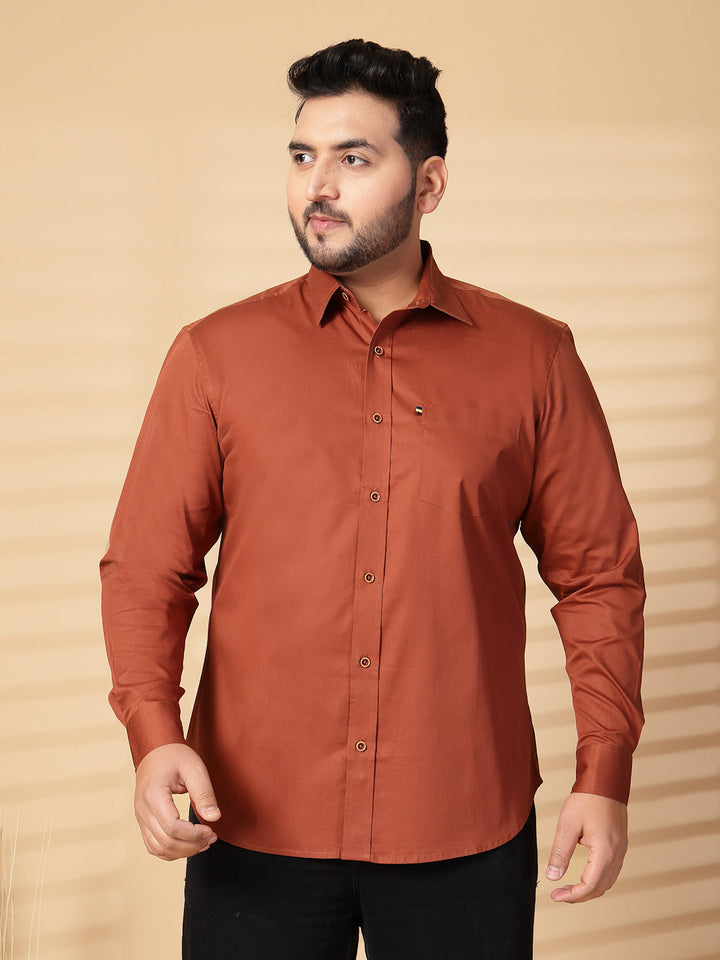 Plus Size Men  Oversized Fit Spread Collar Solid Cotton Casual Shirt
