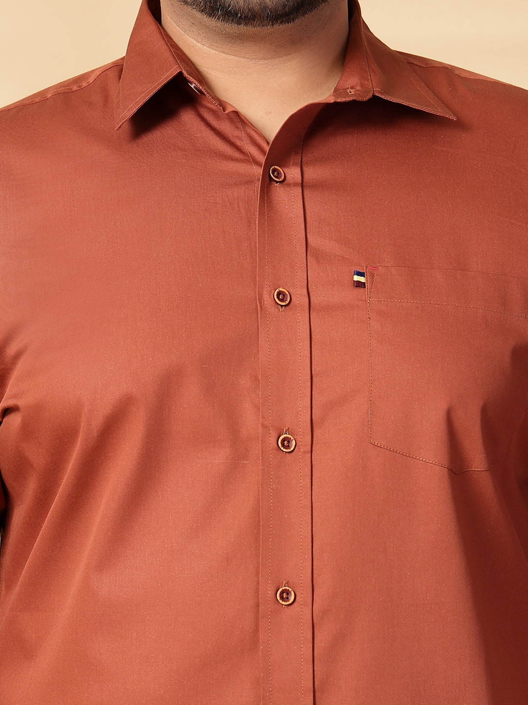 Plus Size Men  Oversized Fit Spread Collar Solid Cotton Casual Shirt