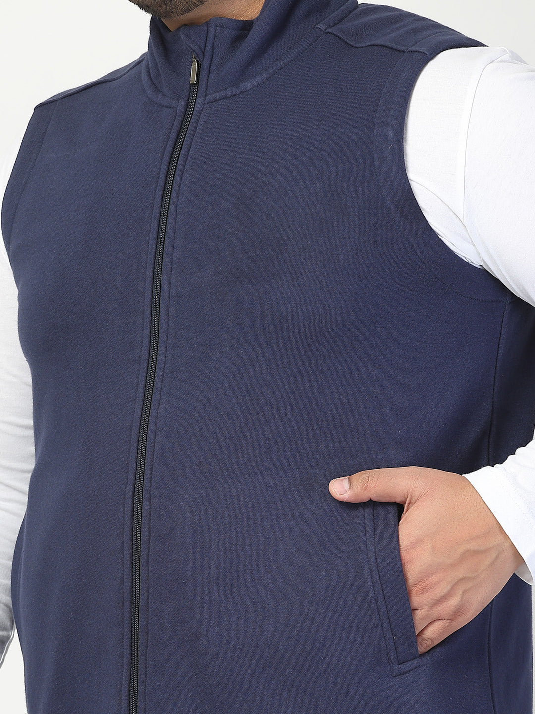 Plus Size Men Fleece Open Front Jacket