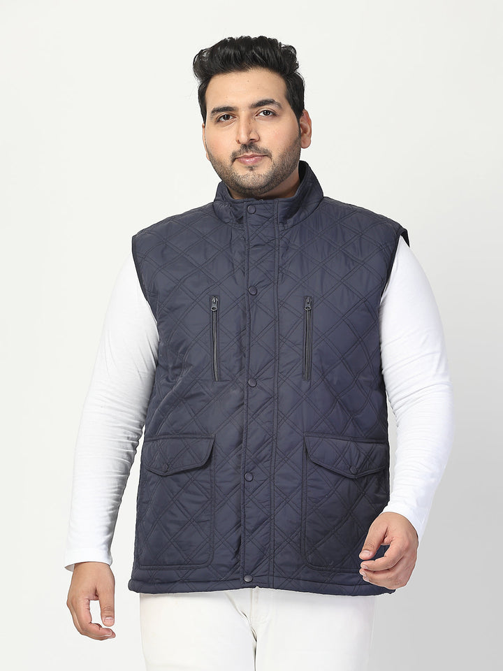 Plus Size Men Geometric Striped Longline Tailored Jacket