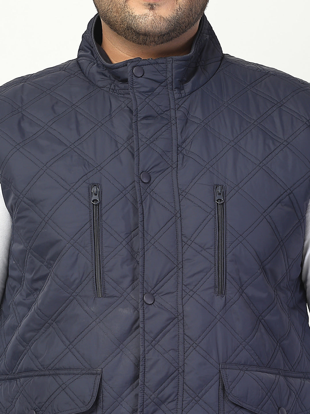 Plus Size Men Geometric Striped Longline Tailored Jacket