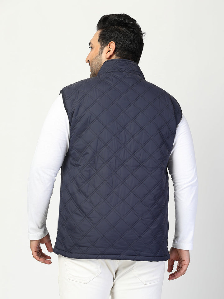 Plus Size Men Geometric Striped Longline Tailored Jacket