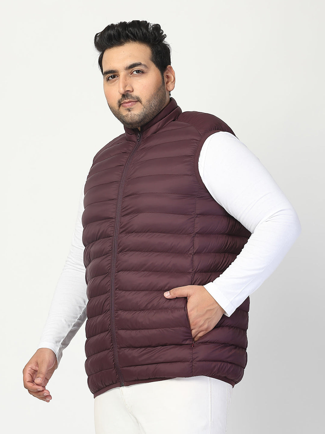 Plus Size Men  Stand Collar Puffer Jacket