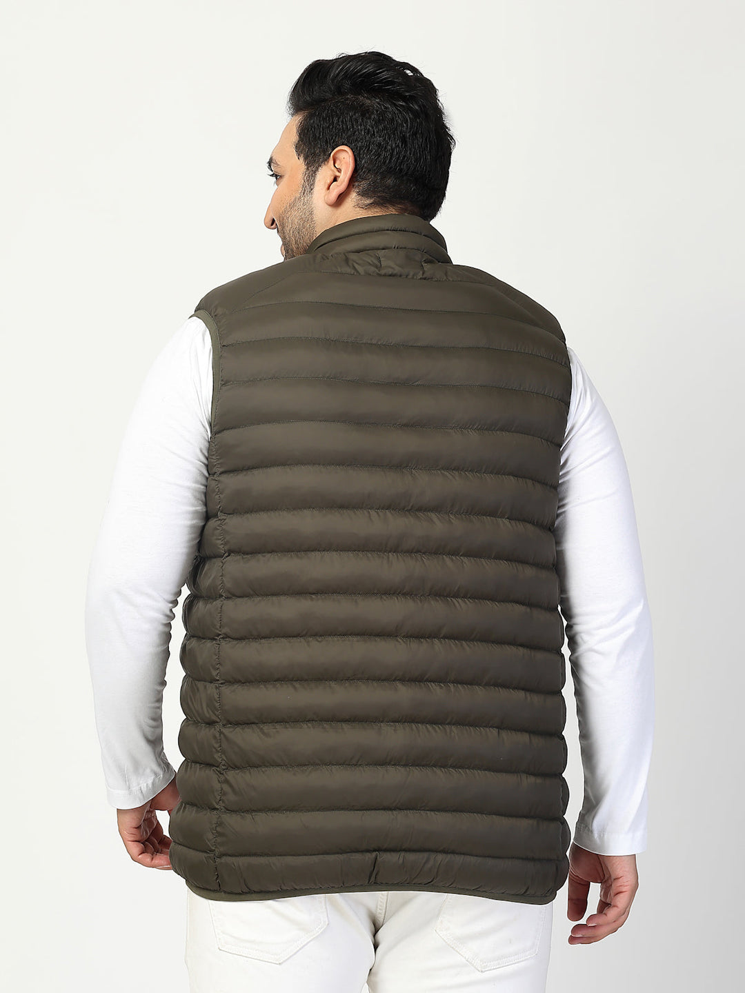 Plus Size Men  Open Front Quilted Sleeveless Puffer Jacket