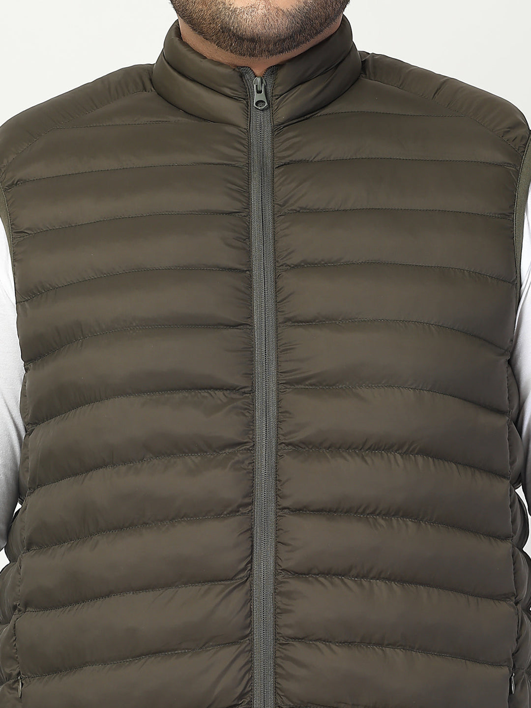 Plus Size Men  Open Front Quilted Sleeveless Puffer Jacket
